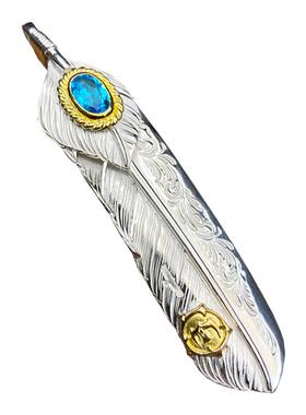 银创鹫见太郎点金唐草羽毛吊坠