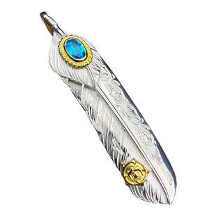 银创鹫见太郎TaroWashimi点金唐草羽毛吊坠925银项坠男女时尚项链