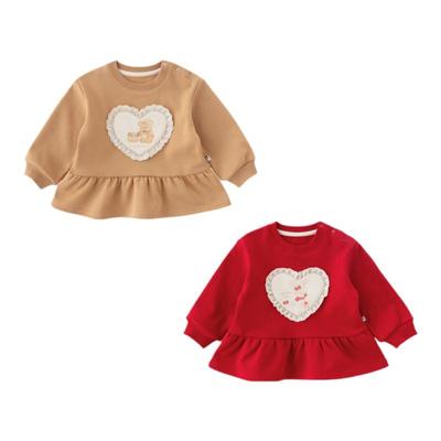 幼歌秋季精致爱心小熊裙边卫衣