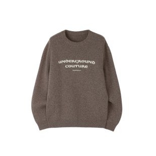 MRW252508-深卡其牦牛绒混纺 UC Slogan 毛衣