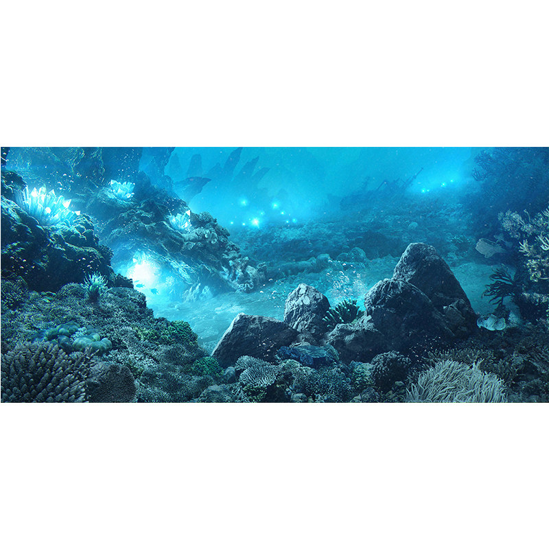 鱼缸背景贴纸高清图3D立体画海底世界背景画水族箱造景壁纸装饰画