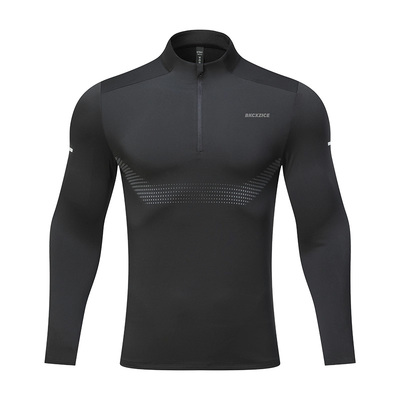 反光半拉链立领健身衣男春夏户外