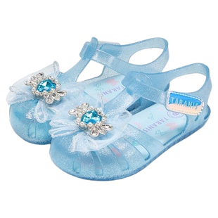 泰兰尼斯童鞋果冻鞋镂空软底鞋女童粉色清透凉鞋公主闪灯鞋水晶鞋