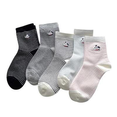 诸暨袜子纯棉女秋冬中筒袜小狗袜