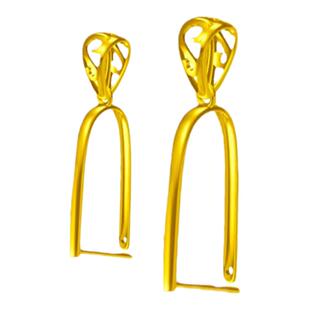 18k金平安扣夹扣高端镶嵌空托配件大小号翡翠黄金平安扣吊坠扣头