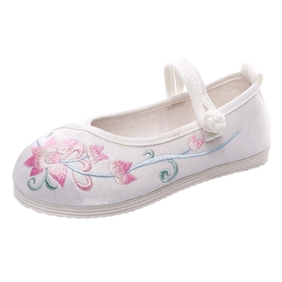 儿童绣花鞋女童汉服鞋老北京古装布鞋中国风宝宝鞋子春秋唐装公主