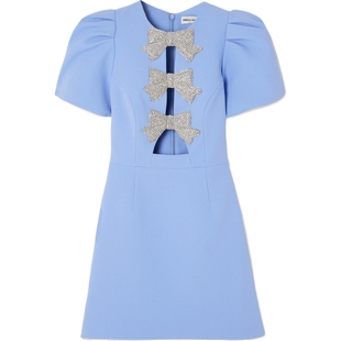 REBECCA VALLANCE春夏女士带缀饰挖剪绉纱迷你连衣裙