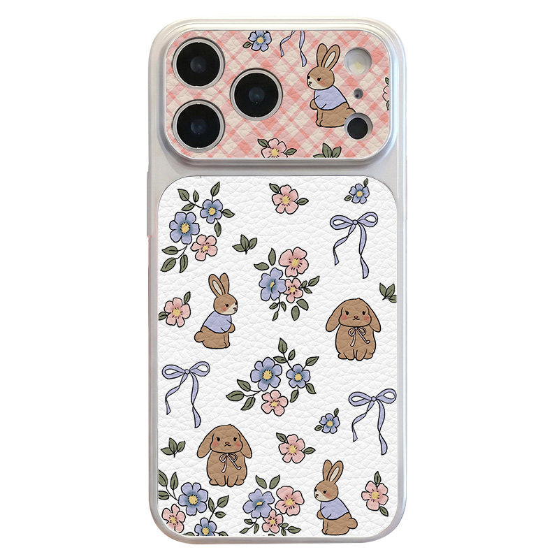 皮质花间小兔适用苹果17手机壳软萌16promax小众iphone17高级感15套14可爱13皮套12原创11高档高颜值超火爆款