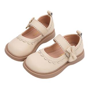 女童鞋子儿童小皮鞋2026春秋新款真皮蝴蝶结公主鞋女宝宝软底单鞋