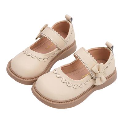 女童真皮公主鞋春秋蝴蝶结小皮鞋