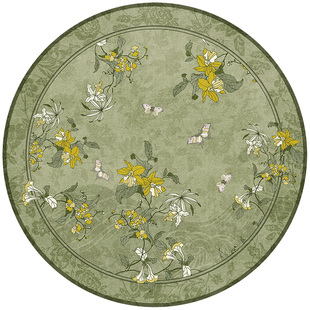 圆形地毯中古风2025新款客厅美式复古卧室床边衣帽间椅子摇椅地垫