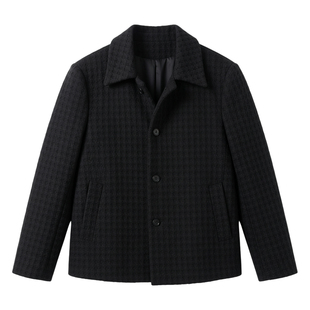 王嘉尔明星同款黑色粗花呢小香风短款夹克外套男女情侣秋冬季厚款