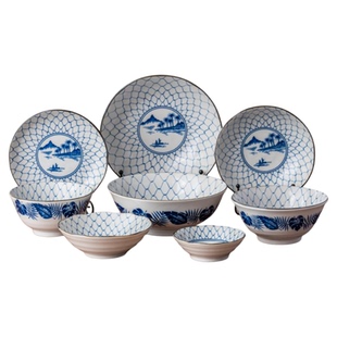 美浓烧日式南国系列家用米饭碗吃饭喝汤进口釉下面碗菜盘餐具单个