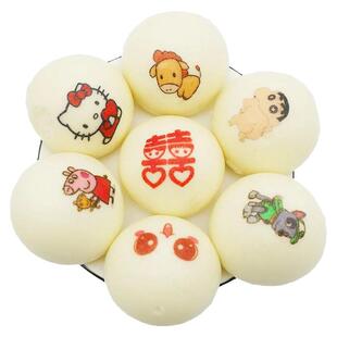 马年蒸馒头糯米纸卡通蒸包子食用带字纸帖福字寿字发字花喜字贴纸