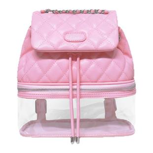 2801“千禧辣妹”透明pvc菱格纹双肩链条包 双层果冻Double Jelly