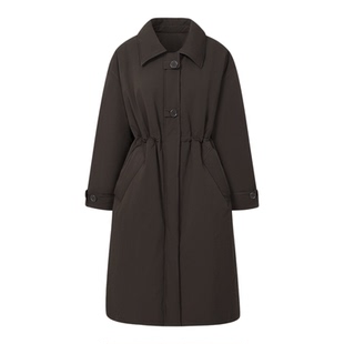 GCRUES商场同款韩系翻领长款羽绒服女冬收腰保暖外套 G10D09A2662