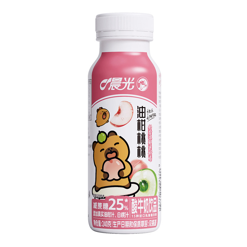 晨光酸奶饮品油柑桃桃酸奶pet瓶240g*12瓶