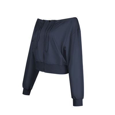 ARIALEISURE 宽松连帽运动休闲外套女瑜伽健身上衣长袖罩衫一字肩