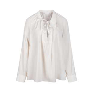 LESS春季5A桑蚕丝衬衫女重工立领设计感法式长袖衬衣2P1212900