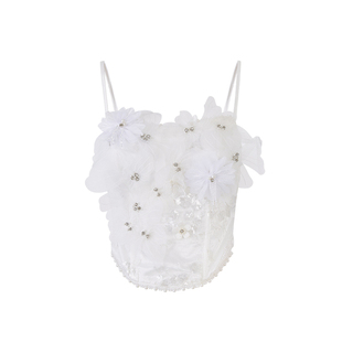 雅乔【熠熠生花】夏季仙女重工千金风珠片吊带上衣烫钻网纱半身裙