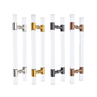 玻璃门拉手水晶圆形长款透明亚克力门把手淋浴房推拉门扶手