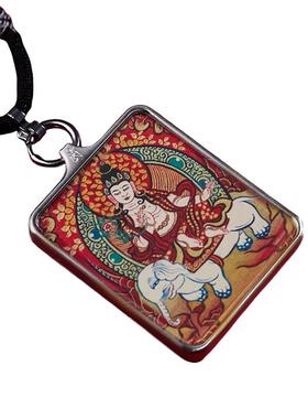 2025生肖龙蛇本命年本命肖像普贤手工编织西藏唐卡吊坠项链护身符