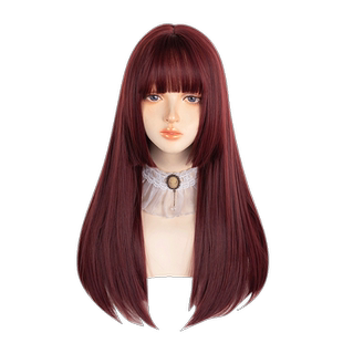 哼唧假发女长发公主切直发一刀切长发 姬发自然仿真全头套式假发