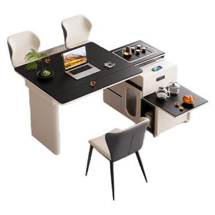 家用小户型桌椅组合岩板茶餐桌一体岛台阳台伸缩折叠旋转移动茶台