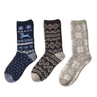 日系超精细羊绒毛混中长筒女袜一体成型复古民族风柔软细腻羊绒袜