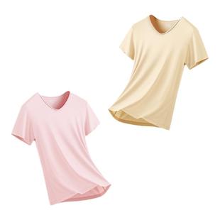 天丝莫代尔睡衣上衣单件女款短袖夏季薄款冰丝男士大码家居服T恤