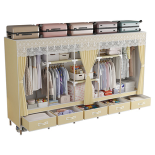 衣柜简易布衣柜出租房用带抽屉加厚组装经济型卧室收纳衣橱柜轻奢