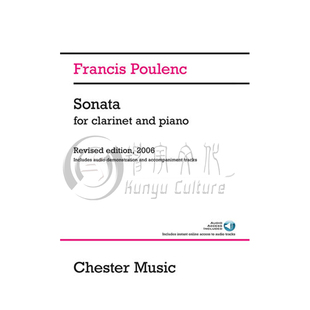 普朗克 单簧管奏鸣曲 附钢伴 带在线音乐下载 Chester乐谱书 Poulenc SONATA FOR Clarinet and Piano Revised HL14043707