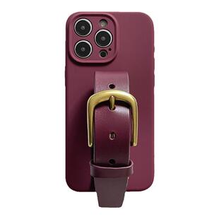 安可拉红液态精孔硅胶iphone17promax经典铜扣腕带手机壳精孔苹果16/15系列原创设计保护套ins风手机保护壳