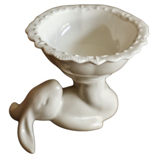 创意陶瓷兔子托盘精致高脚茶点碟干果点心碟子零食水果盘高足摆盘