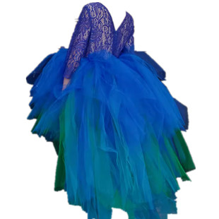 童装儿童孔雀礼服女童宝蓝色晚礼服生日表演唱歌走秀主持舞台服装