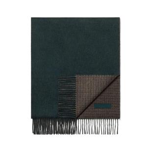 礼物ZEGNA杰尼亚冬季深棕色和深绿色Oasi Cashmere羊绒围巾