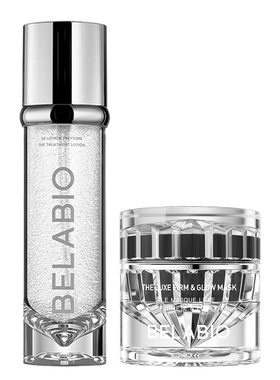 BELABIO滤镜cp保湿抗皱黑钻小灯泡面膜50g+微珠精粹露100ml套装