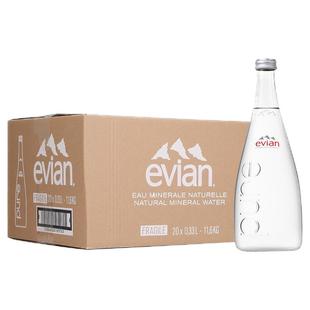 evian/依云矿泉水玻璃瓶750ml*12瓶整箱大瓶高端天然进口弱碱性水