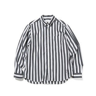 UNIFORM EXPERIMENT Bold Stripe B.D纯棉休闲条纹长袖衬衣黑色