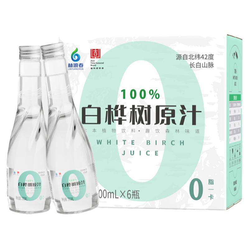 林源春白桦树汁饮料清甜白桦王子饮料植物饮品300ml*6瓶整箱装 箱王实拍商品图