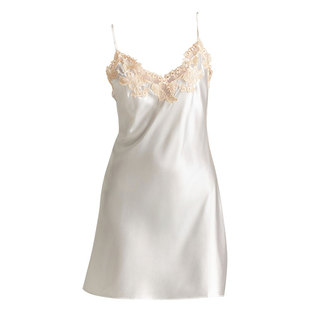 LP经典2025夏季新款吊带真丝睡裙短款桑蚕丝睡衣女蕾丝刺绣家居服