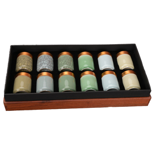 流转千年青瓷迷你小号茶叶罐便捷旅行储茶罐密封茶罐礼盒套装礼品