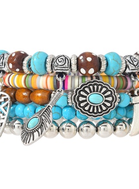 西部牛仔风风手链5件套组合