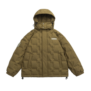 90绒羽绒服男重磅连帽保暖外套冬季2025美式复古加肥大码上衣军绿