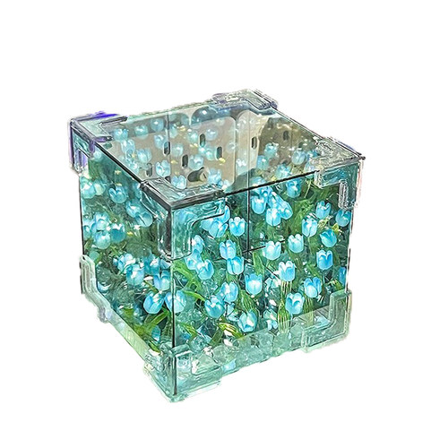 魔方郁金香花海小夜灯手工diy材料花束礼品送女生日毕业礼物情侣