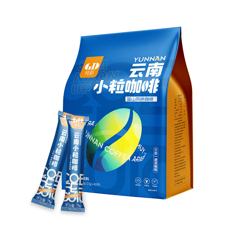 农科院100条速溶咖啡粉特浓拿铁卡布奇诺三合一云南小粒咖啡条装
