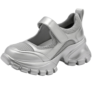 百丽透气网面运动凉鞋女款女鞋子新款厚底增高户外休闲鞋B1833BQ4