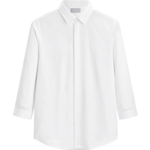 太平鸟男装韩版时尚休闲七分袖白色衬衫男B1CBD2254