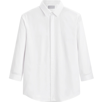 太平鸟男装韩版时尚休闲七分袖白色衬衫男B1CBD2254