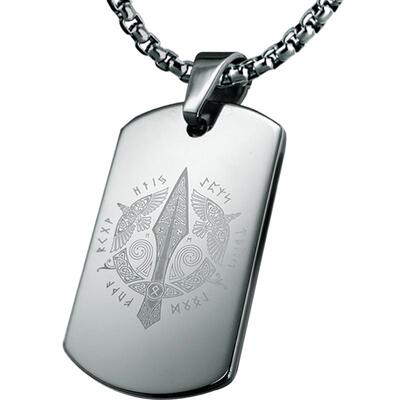 维京钨金军牌吊坠项链男款定制